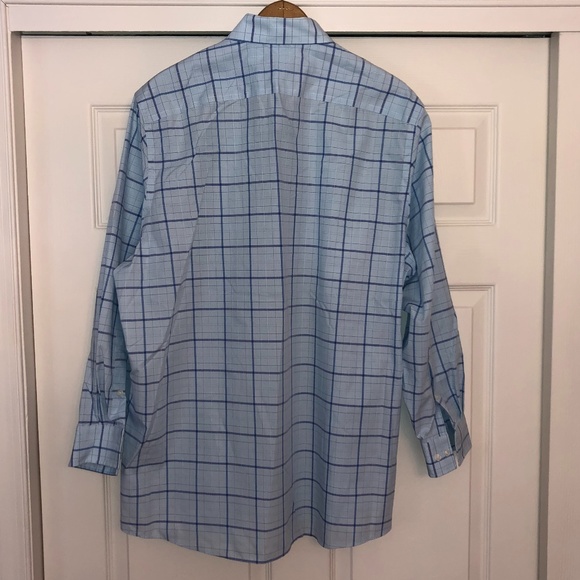 Michael Kors Blue Windowpane Dress Shirt, 17/32-33 - Picture 2 of 4